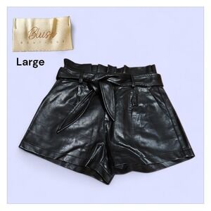 Blush Black Moto Faux Leather Paperbag Pleated Shorts Large Grunge Baddie